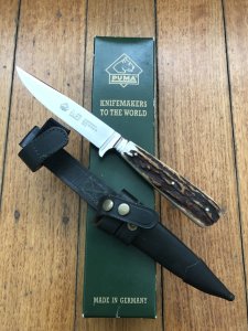 Puma Knife: Puma 1990's Gnicker Knife with Stag Handle & Original Green Box