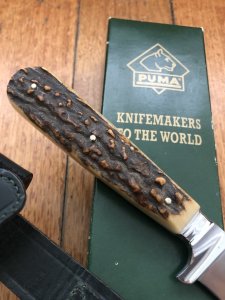 Puma Knife: Puma 1990's Gnicker Knife with Stag Handle & Original Green Box
