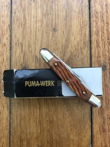 Puma Knife: Puma Original Rare Pony 3 Blade Knife with Red Bone Handle