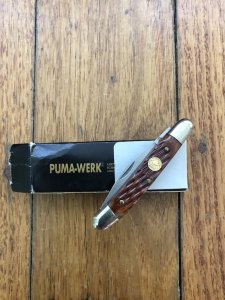 Puma Knife: Puma Original Rare Pony 3 Blade Knife with Red Bone Handle