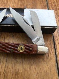 Puma Knife: Puma Original Rare Pony 3 Blade Knife with Red Bone Handle