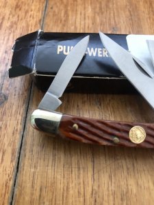 Puma Knife: Puma Original Rare Pony 3 Blade Knife with Red Bone Handle