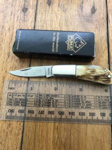 Puma Knife: Puma 2002 German Micro Folding Knife with Stag Antler Handle