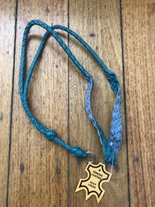 Lanyard: Turquoise Blue Leather Braided Rounded Single Whistle Lanyard