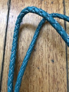 Lanyard: Turquoise Blue Leather Braided Rounded Single Whistle Lanyard