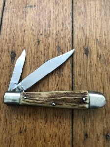 Puma Knife: Puma Original Rare 1977 Pony 620 Twin Blade Knife with Stag Antler Handle