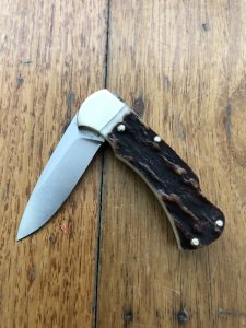 Puma Knife: Puma 1980 4 Star Mini Folding Lock Knife with Stag Antler Handle #25082