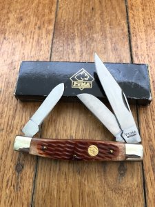 Puma Knife: Puma Stockman Folding Knife with Lighter Jigged Brown Bone Handle