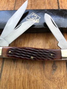 Puma Knife: Puma Stockman Folding Knife with Lighter Jigged Brown Bone Handle