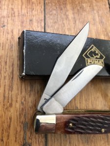 Puma Knife: Puma Stockman Folding Knife with Lighter Jigged Brown Bone Handle