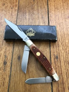 Puma Knife: Puma Stockman Folding Knife with Lighter Jigged Brown Bone Handle