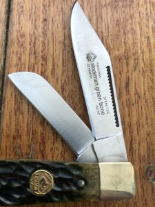 Puma Knife: Puma Stockman Folding Knife with Green Bone Handle