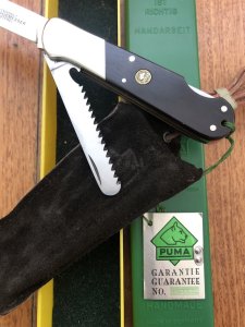 Puma Knife: 1990 Puma 22 0923 Jagdmesser Twin Blade Hunting Pocket Knife with Ebony Handle