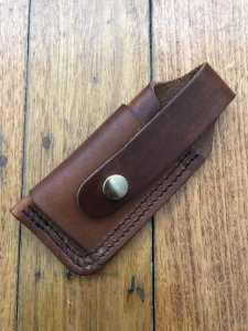 Silver Stag Leather Folding Knife Pouch with Stud.