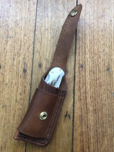 Silver Stag Leather Folding Knife Pouch with Stud.