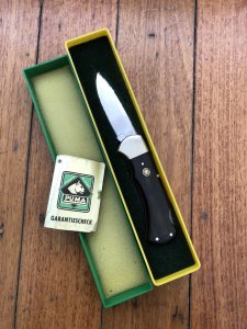 Puma Knife: Puma Original 1977 4 Star Folding Lock Blade Knife with Black Ebony Micarta Handle in Original Box