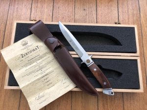 Puma Knife: 1990's Puma Rare German Cougar Jacaranda Knife in Original Wooden Box