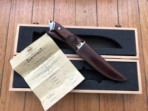 Puma Knife: 1990's Puma Rare German Cougar Jacaranda Knife in Original Wooden Box