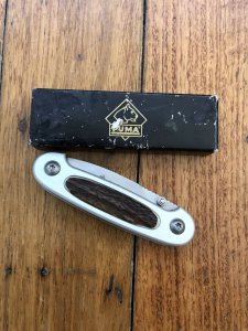 Puma Knife: Puma 2003 Medium OVAL Stag Slab Linerlock Folding Knife in original box
