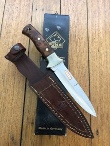 Puma Knife: Puma Circa 2002 Rare Fighter Thuya Root Wood Handle Model 12 4006