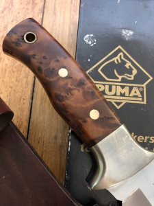 Puma Knife: Puma Circa 2002 Rare Fighter Thuya Root Wood Handle Model 12 4006