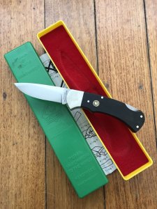 Puma Knife: Puma Original 1978 #23872 Full Size 4 Star 725 Folding Lock Blade Knife with Ebony Micarta Handle in Original Box