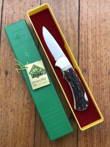 Puma Knife: Puma Original 1977 #83774 Full Size 4 Star Folding Lock Blade Knife with Stag Antler Handle in Original Box