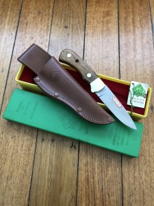 Puma Knife: Puma Original 1989 4 Star Fixed Blade Knife with Walnut Handle in Original Green/Yellow Box #23981