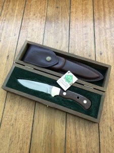 Puma Knife: Puma Original 1987 4 Star Fixed Blade Knife with Rosewood Handle in Original Wooden Box #21781