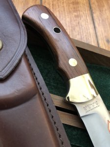 Puma Knife: Puma Original 1987 4 Star Fixed Blade Knife with Rosewood Handle in Original Wooden Box #21781