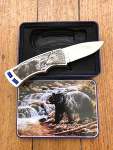 Decorative Bear Hunting Scene Folding Pocket Lock Knife Folding Knife Gift Box