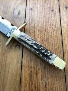 Sheffield English-made Wostenholm I*XL Bowie knife with Sambar Antler Handle