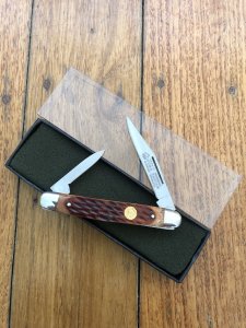 Puma Knife: Puma Bantam Folding Knife with Red Bone Handle Circa early 1990's