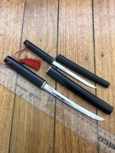 Herbertz German made Twin miniature Samurai Swords in wooden scabbards