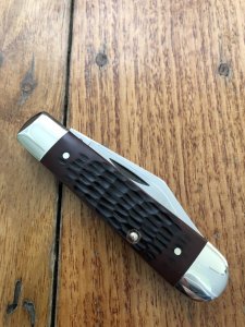 Case USA Knife: 1982 Model 6235 Dixie Swell End Brown Jig Delrin Handled Folding Pocket Knife