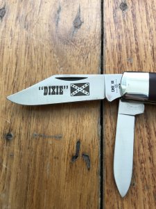 Case USA Knife: 1982 Model 6235 Dixie Swell End Brown Jig Delrin Handled Folding Pocket Knife