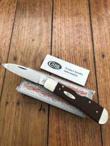 Case USA Knife: 2019 Model 11793 Tribal Lock Back Brown Bone Delrin Handle and Belt Clip in original box and paperwork