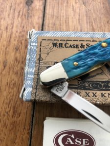 Case USA Knife: 2005 Model 05080 EISENHOWER Caribbean Blue Handle Pocket Folding Knife in original box and paperwork