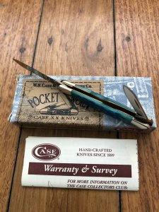 Case USA Knife: 2005 Model 05080 EISENHOWER Caribbean Blue Handle Pocket Folding Knife in original box and paperwork