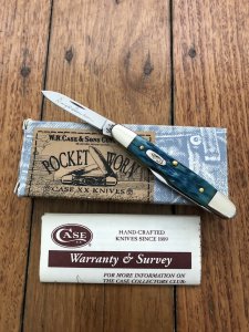 Case USA Knife: 2005 Model 05080 EISENHOWER Caribbean Blue Handle Pocket Folding Knife in original box and paperwork
