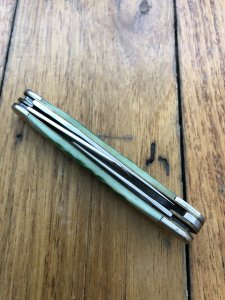 Case USA Knife: Circa 2015 Model 6318 Medium Size 3 Blade Stockman Knife with Green Jigged Bone Delrin Handle  Folding Knife