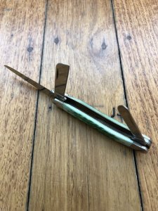 Case USA Knife: Circa 2015 Model 6318 Medium Size 3 Blade Stockman Knife with Green Jigged Bone Delrin Handle  Folding Knife