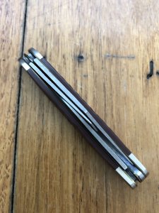 Case USA Knife: Circa 2010 Model 63087 Small/Medium Size 3 Blade Stockman Knife with Brown Jigged Bone Delrin Handle  Folding Knife