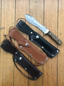 SOS Damascus *PUMA White Hunter* Knife with Walnut Hard Wood Handle & Leather Sheath