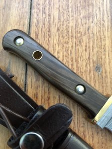 SOS Damascus *PUMA Hunters Pal* Knife with Walnut Handle & Leather Sheath