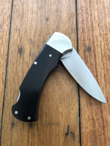 Puma Knife: Puma Original 1991 4 Star Folding Lock Blade Knife with Black Ebony Micarta Handle #24091