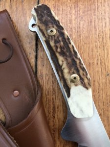 Puma Knife: Puma Circa 2000 Bowie II Special Edition Handmade Knife with Stag Antler Handle & Tan Sheath