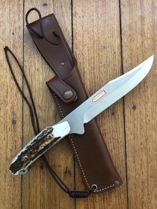 Puma Knife: Puma Circa 2000 Bowie II Special Edition Handmade Knife with Stag Antler Handle & Tan Sheath