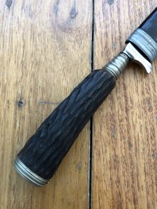 Puma Knife: Puma 1950'-60s Jagdnicker Knife with Brown Figured Handle & Sheath