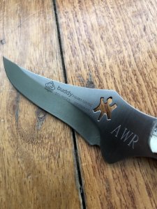 Puma Knife: Puma 'Lightly Sharpened' Buddy 2001 'Laser Cutout' with Stag Handle